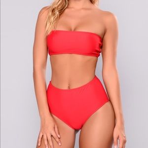 Red high waist bikini